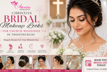 Christian bridal makeup Thoothukudi, Christian bridal makeup artist Thoothukudi, church wedding makeup Thoothukudi, bridal makeup for Christian wedding, HD bridal makeup Thoothukudi, bridal makeup salon Thoothukudi, Christian bride makeup ideas, South Indian Christian bridal makeup, bridal makeup booking Thoothukudi, wedding makeup artist Thoothukudi, bridal parlour in Thoothukudi, bridal makeover services, Christian wedding bridal look, airbrush bridal makeup, church bridal hairstyle