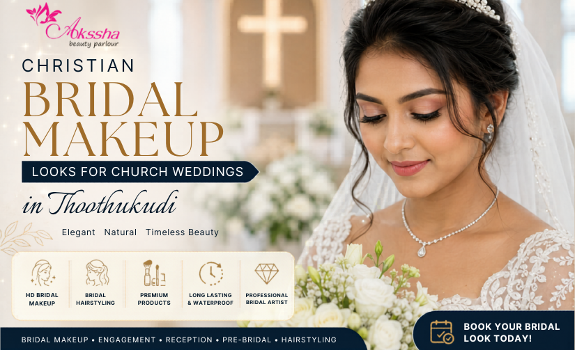 Christian bridal makeup Thoothukudi, Christian bridal makeup artist Thoothukudi, church wedding makeup Thoothukudi, bridal makeup for Christian wedding, HD bridal makeup Thoothukudi, bridal makeup salon Thoothukudi, Christian bride makeup ideas, South Indian Christian bridal makeup, bridal makeup booking Thoothukudi, wedding makeup artist Thoothukudi, bridal parlour in Thoothukudi, bridal makeover services, Christian wedding bridal look, airbrush bridal makeup, church bridal hairstyle