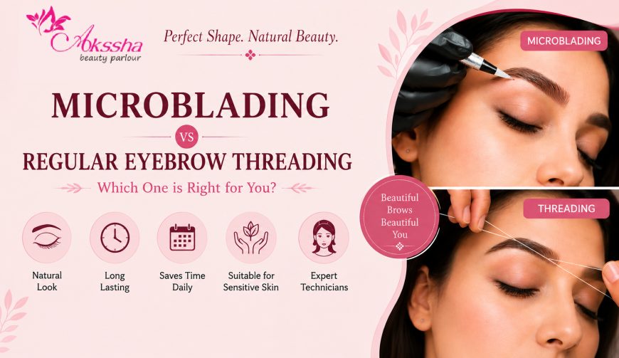 Microblading Thoothukudi vs regular eyebrow threading for natural eyebrow shaping at Akssha Beauty Parlour.